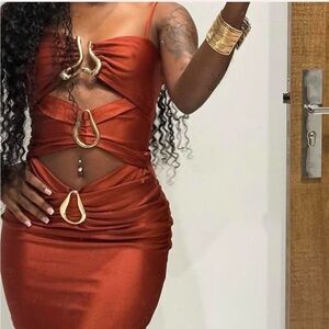 Fashion Nova Burnt Orange Mini Dress - XS 🧡